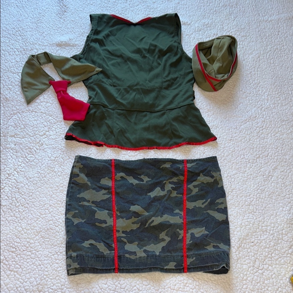 Leg Avenue Olive and Red Military Skirt Set - Picture 13 of 13